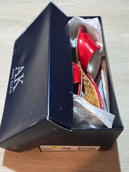 Anne Klein Shoes - Anne Klein Patent Red Wedge Sandals Sz 6.5 with Box.